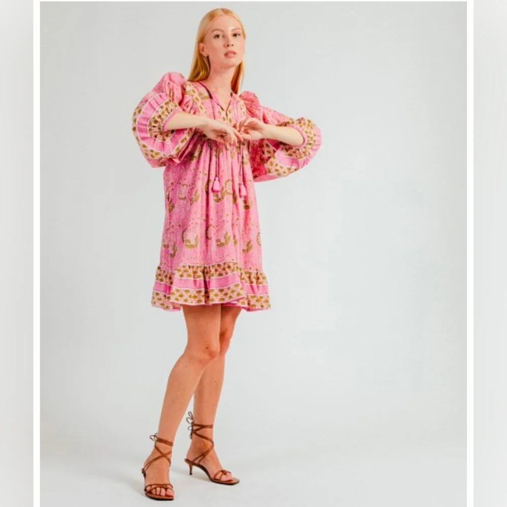 Cleobella Magdalena Mini Dress Wildflower $198 Large - Picture 2 of 10